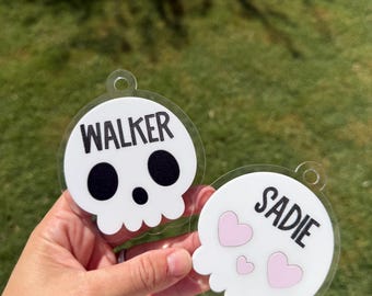 Personalized Halloween Bag Tag,  Trick or Treat Basket Tag, Kids Halloween, Skeleton Bag Tag