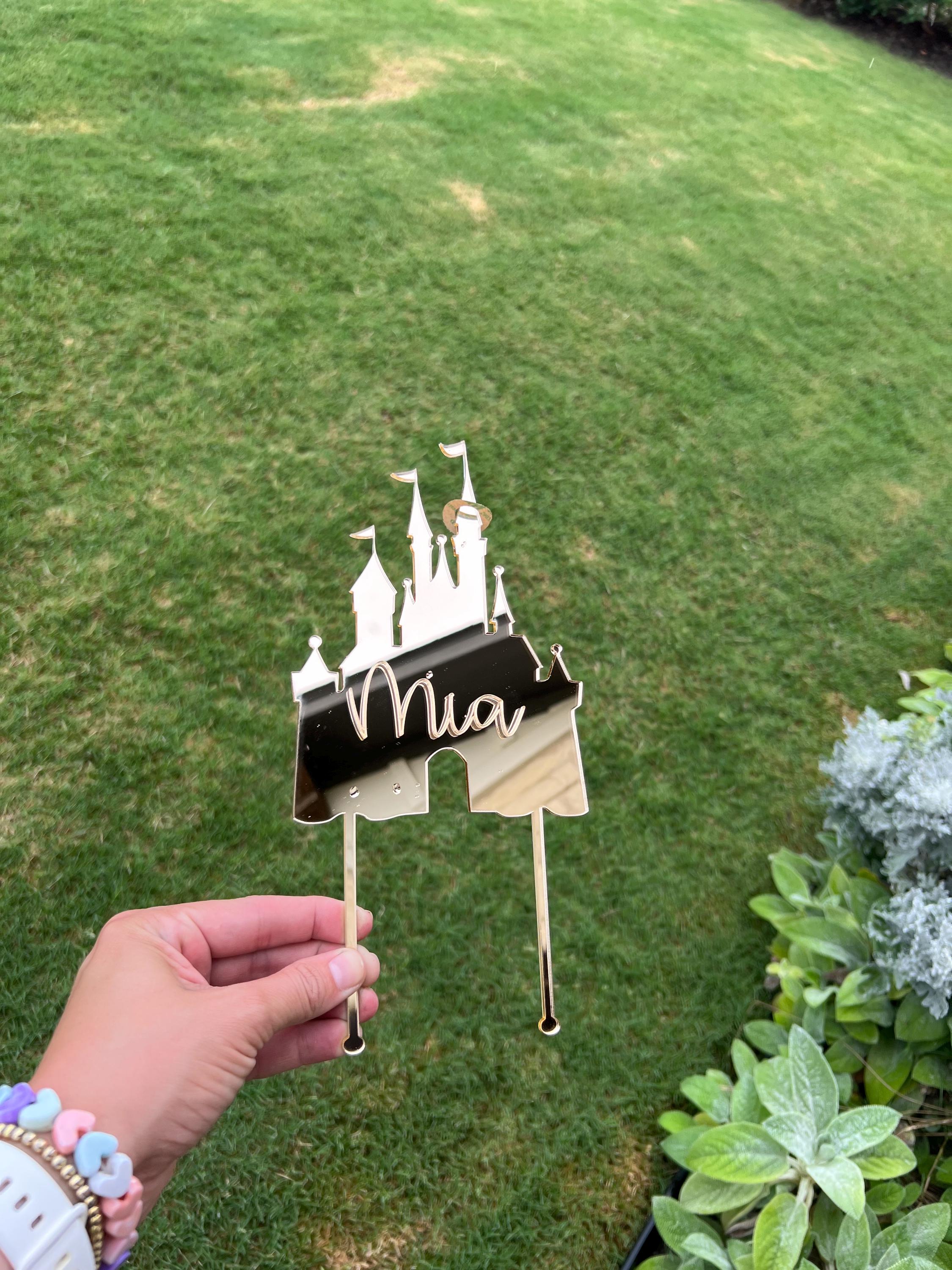 Personalized Princess Castle Cake Topper – Mirrored Gold Acrylic Name ...