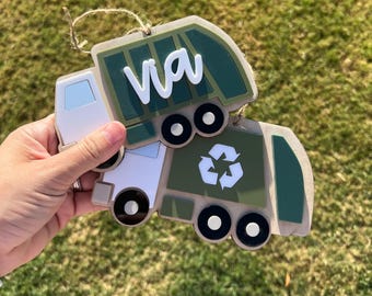 Trash Truck Ornament, Recycling Truck Ornament, Personalized Truck Ornament, Service Vehicle Gifts for Kids, Trash Truck Christmas