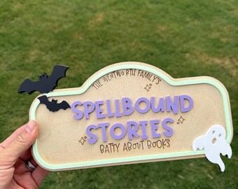 Personalized Halloween Sign, Halloween Library Sign, Halloween Decor, Kids Halloween Decor