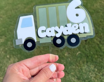 Personalized Trash Truck Cake Topper, Garbage Truck Birthday Decoration, Garbage Truck Cake Topper, Trash Truck Birthday Party