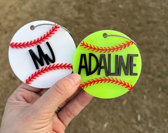 Sports Keychain, Personalized Sports Bag Tag, Sports Gear Tags, Personalized Keychain, Baseball Bat Bag Tag