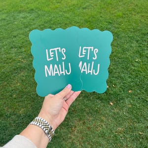 Personalized Mahjong Tile Shufflers Set of 2, Custom Engraved Mahjong Accessories, Mahj Gifts Dark Green w/ Pink