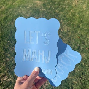 Personalized Mahjong Tile Shufflers Set of 2, Custom Engraved Mahjong Accessories, Mahj Gifts Light Blue