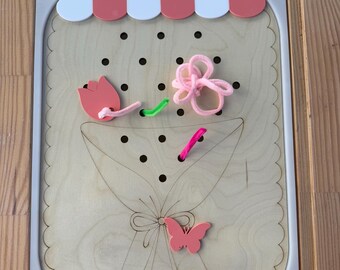 Flower Garden Activity Table Insert, IKEA TROFAST Insert,  Sensory Play, Fine Motor Activity, Kids Activity Table