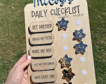 Personalized Kids Routine Chart, Daily Checklist Board, Toddler Visual Schedule, Kids Chore Chart, Morning & Bedtime Routine Board
