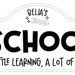 Letrero de escuela para juegos de simulación, decoración para sala de juegos infantiles, letrero para juegos de rol, letrero personalizado para sala de juegos, decoración personalizada para habitación infantil, decoración para niños
