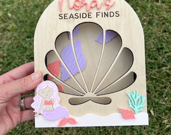 Personalized Seashell Collection Holder, Beach Keepsake, Kids Shell Collector Box, Beach House Decor