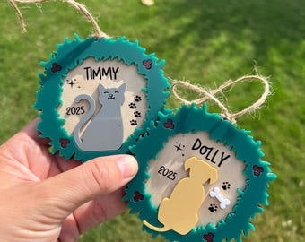 Pet Christmas Ornament, Pet Name Ornament, Dog or Cat Keepsake