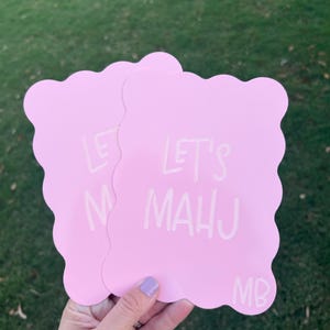 Personalized Mahjong Tile Shufflers Set of 2, Custom Engraved Mahjong Accessories, Mahj Gifts Light Pink