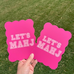 Personalized Mahjong Tile Shufflers Set of 2, Custom Engraved Mahjong Accessories, Mahj Gifts Pink
