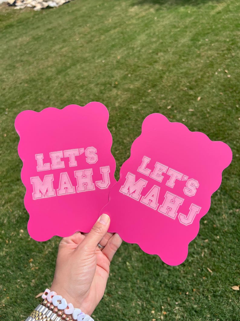 Personalized Mahjong Tile Shufflers Set of 2, Custom Engraved Mahjong Accessories, Mahj Gifts Pink