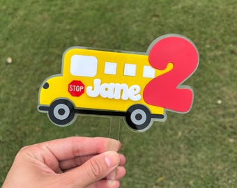Bus Cake Topper, Wheels On The Bus, Bus Birthday Party