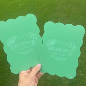 Personalized Mahjong Tile Shufflers Set of 2, Custom Engraved Mahjong Accessories, Mahj Gifts Light Green