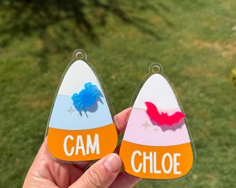 Personalized Halloween Bag Tag,  Trick or Treat Basket Tag, Kids Halloween, Candy Corn Bag Tag