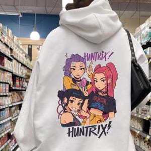 Huntrix Girls Hoodie Sweatshirt, Kpop Demon Hunters Merch, Rumi Mira Zoe, Huntrix Fan Apparel, Anime Streetwear, Kpop Fan Gift, Saja Boys
