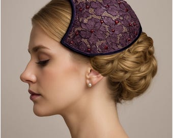 Unique vintage restored purple Swarovski crystals hat from the 1950s. Weddings, Tea Parties & Formal Events