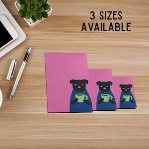 Cute Pug Post it Note Pad Dawg Days Pink Funny Dog Sticky Notes Coffee Lover Office Stationery Retro Heart Club Gift Cute Desk Decor Pugly