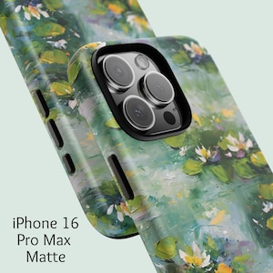 Water Lily Pond iPhone Tough Case, Monet Inspired Floral Protective Phone Cover for iPhone 12 13 14 15 16, Dual Layer Shockproof Art Case