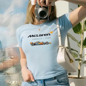 McLaren 2025 F1 Crop Top: Lando Norris & Oscar Piastri F1 Y2K Style Baby Tee