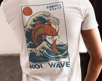 Koi Fisch-Grafik-T-Shirt: Japanisches Ukiyo-e Art Streetwear