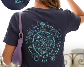 Sea Turtle Mandala Graphic T-Shirt, Ocean Conservation Tee