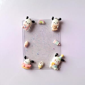Tarjeta fotográfica de resina Pochacco Kawaii de carga superior - Estuche Sanrio hecho a mano