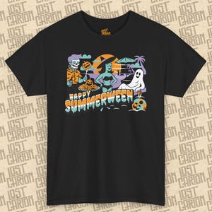 Fun Happy Summerween Tee - Casual Wear for Halloween Lovers, Graphic Beach T-Shirt, Gift for Friends, Spooky Vibes, Unisex Cotton Top