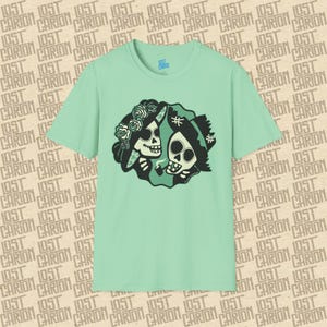 Sugar Skull pastel goth kawaii Love U 2 Death T-shirt, Alternative Dia de los Muertos Art, paar T-shirts, gotische esthetiek, pijp roken