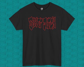 Six Ft Ditch Graffiti Logo  T-Shirt | Hardcore Red Outline Shirt
