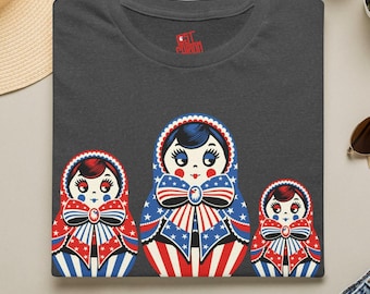 Miss Americana Matryoshka Doll T-Shirt | Patriotic Nesting Dolls Fourth of July Apparel