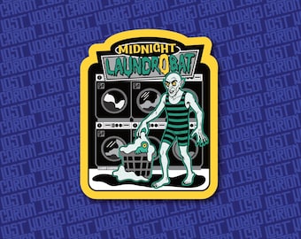 Laundrobat Sticker | Nosferatu Laundry Mat Decal | Halloween Funny Sticker | Silly Vampire