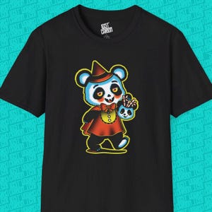 Retro Halloween Panda T-shirt: Läskig bambu-tröja bild 1