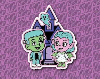 Creepy Monster Couple Sticker | Spooky Sweethearts Handmade