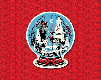 Gothic Winter Woodlands Snowglobe Sticker | Goth Christmas