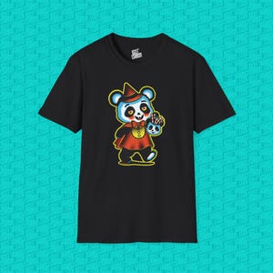 Retro Halloween Panda T-shirt: Läskig bambu-tröja bild 5