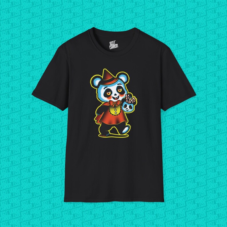 Retro Halloween Panda T-shirt: Läskig bambu-tröja bild 5
