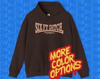 Six ft Ditch uniseks Heavy Blend™-sweater met capuchon, stijlvol sweatshirt, hardcore, ukh, beatdown.