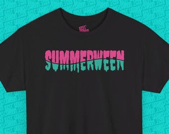Summerween Split T-Shirt | Drippy Halloween Graphic Tee | Alt Horror Summer Style