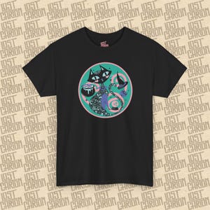Camiseta gótica kawaii pastel Cattoo da Lost Carton, presente para amantes de gatos, camiseta de bruxa, símbolo oculto, bola de cristal, camiseta de sapo, camiseta de Halloween