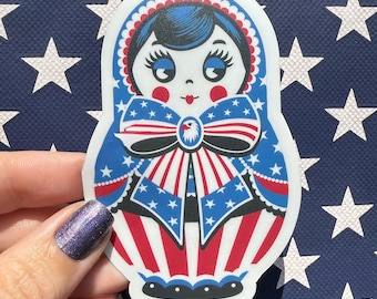 Miss Americana Nesting Doll Sticker | Patriotic Matryoshka Doll | Independence Day | Fourth of July