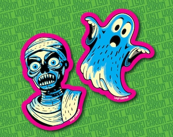 Bela + LuGhostie Stickers | Mummy | Ghost | Retro Halloween Decal | Ghostly Stickers | Supernatural