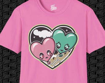 Kawaii Pastell Goth T-shirt: Tecknad ballongkärlekströja