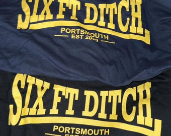 Six Ft Ditch Portsmouth Yellow Graphic Shirt, UKHC, Murdercore, Retro Design, Hardcore