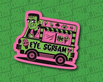 Frankenstein’s Eye Scream Van Handmade Sticker | Haunted Ice Cream | Spooky Popsicle | Summer Creeps | Summerween