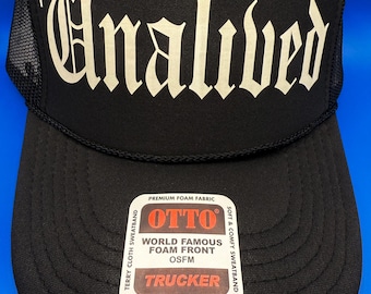 Glow In The Dark "Unalived" Trucker Hat: Gothic Emo Alt Streetwear