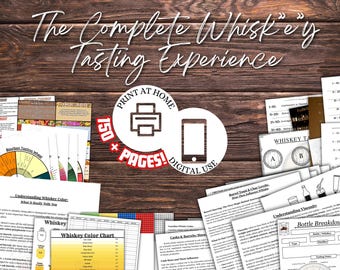 Whiskey Tasting Journal PDF, Digital Whiskey Flight Mat, Scorecards, Bourbon Tasting Kit, Whisky Gift for Dad, Instant Download, Printable