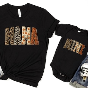Mama and Mini Halloween Shirts: Pumpkin Leopard Checkered Matching Outfits