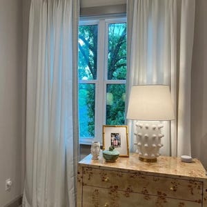 Linen Pinch Pleat drapes with trim tape many fabric colors curtains French pleated floral light blue trimming lining blackout privacy avail
