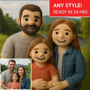 Custom Photo Reimagined in Any Style or Medium (Clay, Muppet, Knit Toy, Cartoon, etc.)